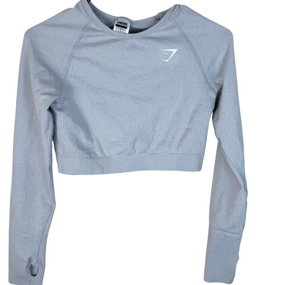 Gymshark Vital Seamless 2.0 Long Sleeve Crop Top‎ Light Grey Marl Large GLCT5340